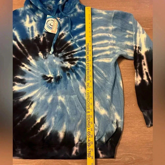 Colortone Blue Tie Dye Women's Pullover Hoodie Front Pocket Size Large NWT - Picture 10 of 10